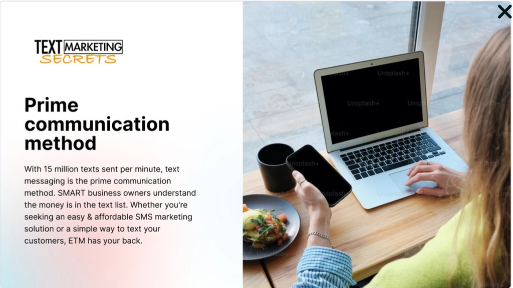 Easy Text Marketing dashboard sending instant SMS follow-ups to leads