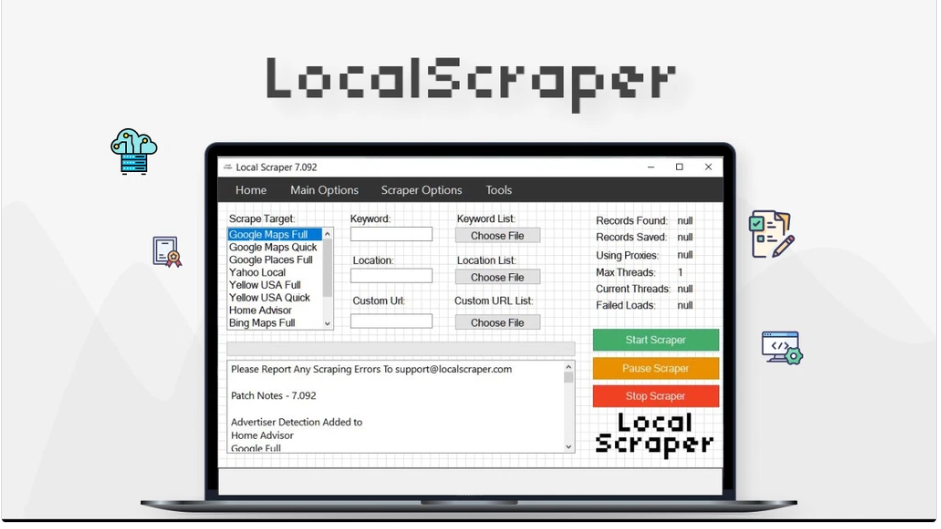 Local Scraper dashboard extracting targeted neighborhood business and property leads