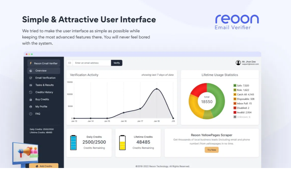 Reoon Email Verifier dashboard cleaning invalid real estate prospect email lists