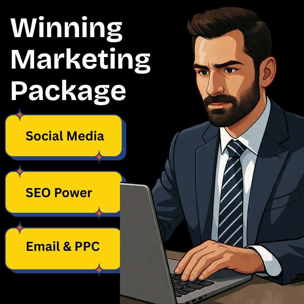 key components of small business marketing package including seo email ppc