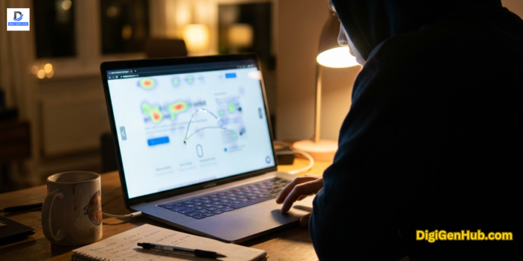 user behavior tracking on website with heatmap insights and session recording analysis on screen