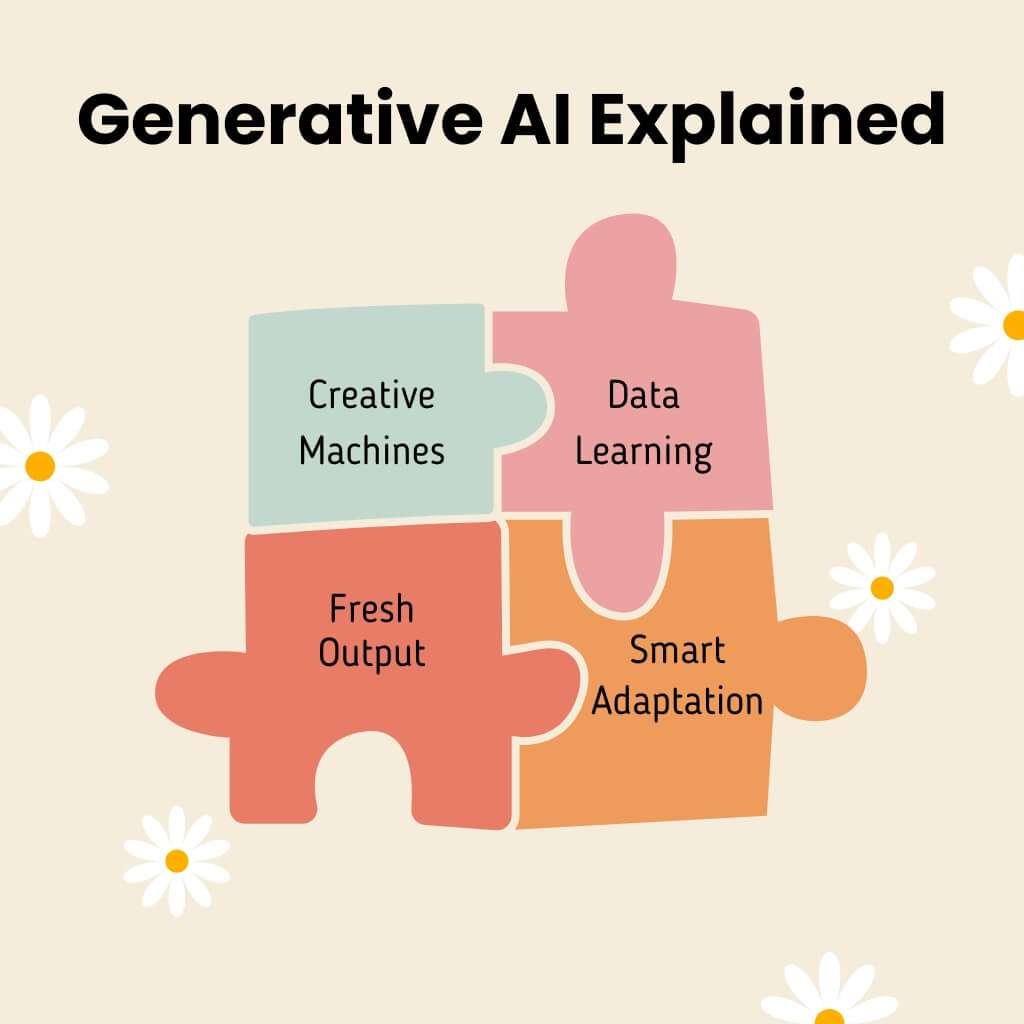 generative ai creates text images music and code from data learning