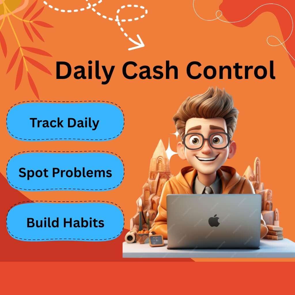 Small business daily cash flow management with track daily, spot problems, and build habits
