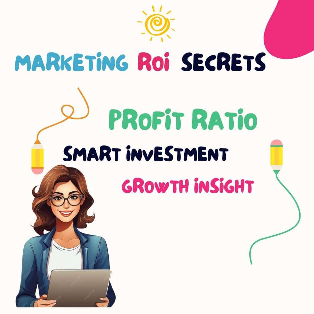 Marketers analyzing ROI ratio and marketing performance metrics