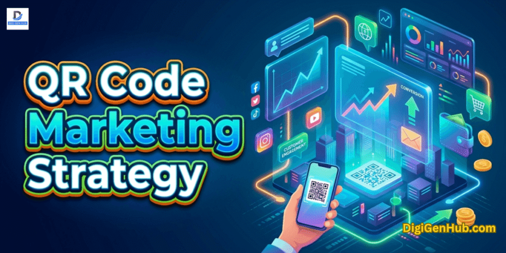 QR code marketing strategy digital business illustration