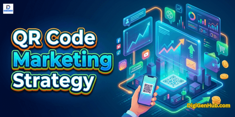 QR code marketing strategy digital business illustration