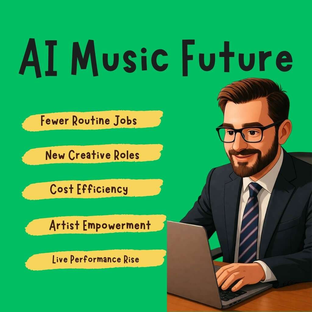 AI transforms music careers with creativity and efficiency.
