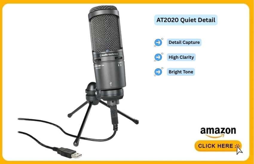 AT2020USB+ captures clean, detailed vocals in quiet spaces.