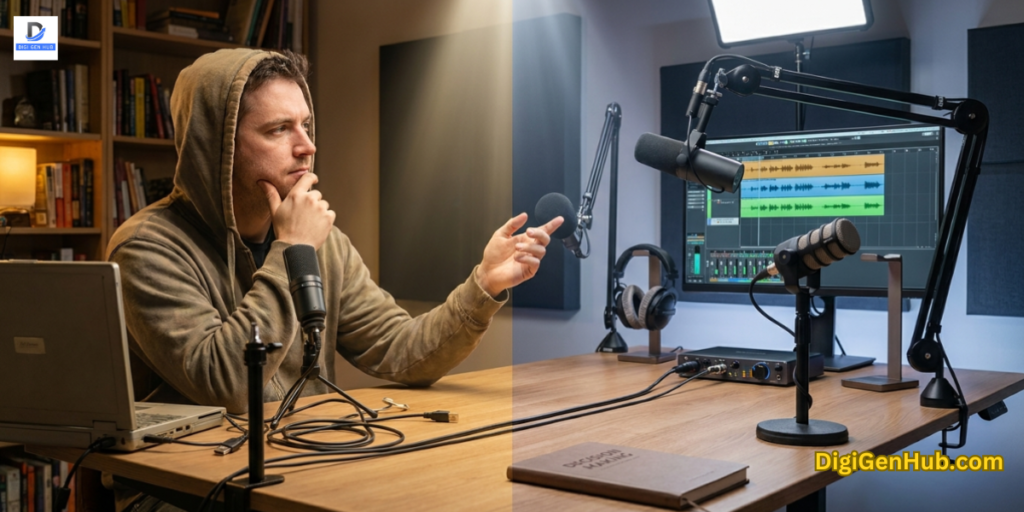 choosing podcast microphone dynamic vs condenser setup guide