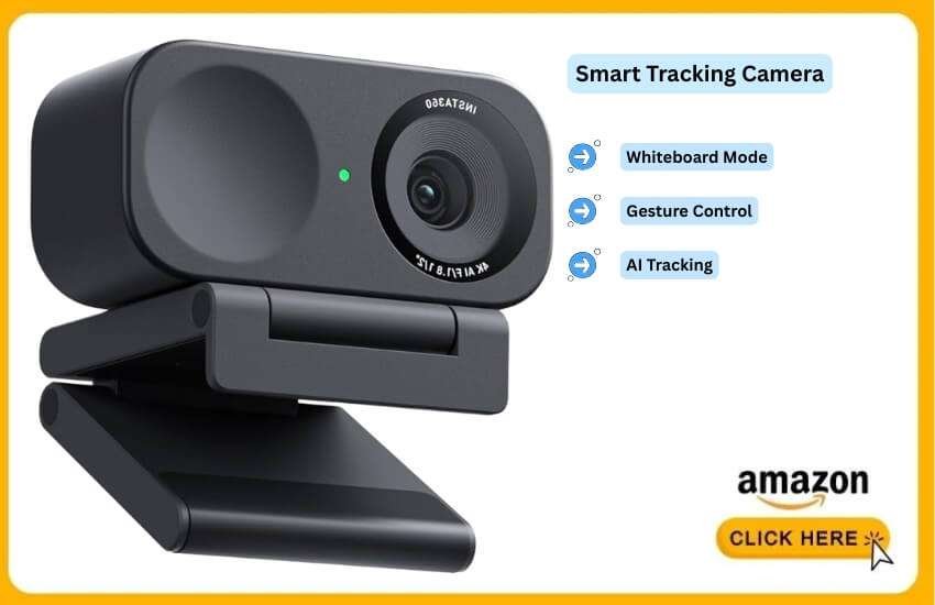Insta360 Link tracks presenters smoothly using advanced gimbal.