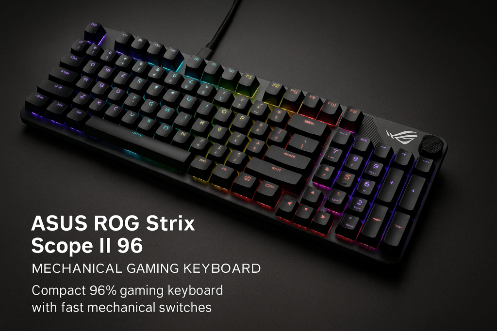 ASUS ROG Strix Scope II 96 mechanical gaming keyboard with RGB lighting
