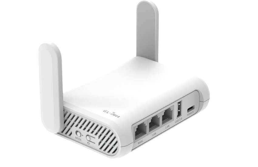 GL.iNet Opal GL-SFT1200 compact gigabit wireless travel router for security.