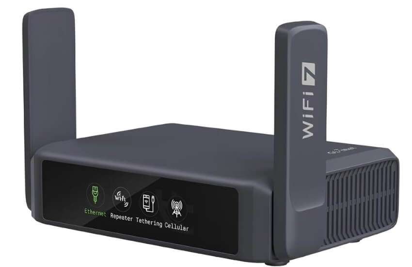 GL.iNet Slate 7 Wi-Fi 7 gigabit wireless travel security router.
