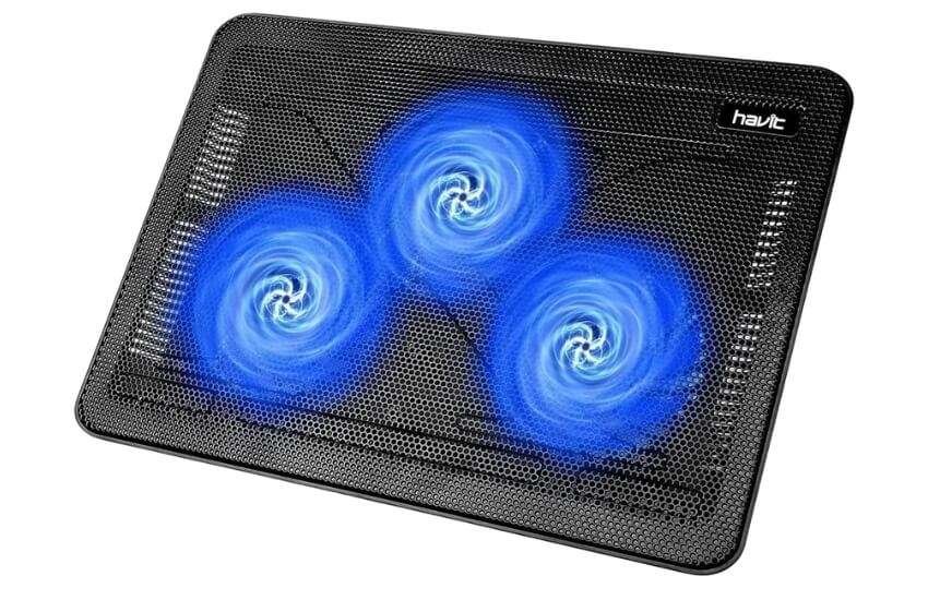 Havit HV-F2056 slim portable laptop cooler with three quiet fans.