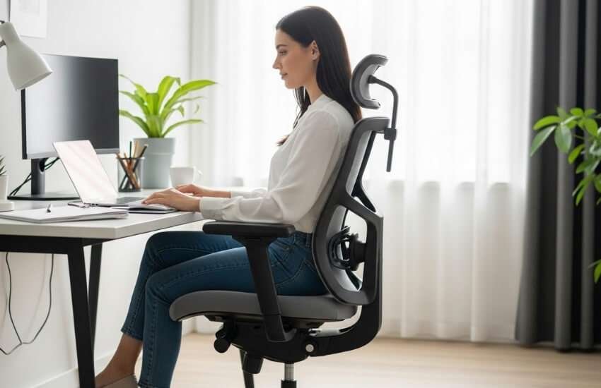 Hbada E3 Air ergonomic office chair with adaptive lumbar support and breathable mesh.