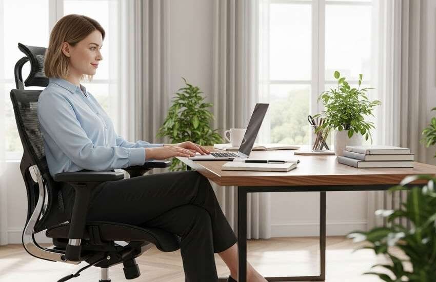 Marsail ergonomic mesh office chair with adjustable lumbar support and headrest.