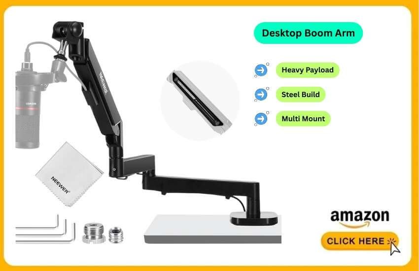 Neewer boom arm supports multiple devices with strong stability.