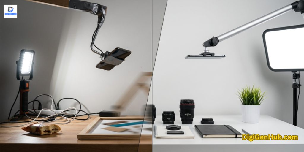 overhead phone mount stable setup eliminates wobble shadows