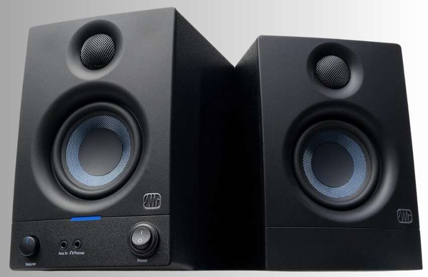 PreSonus Eris 3.5 active media reference monitors for home studio and gaming.