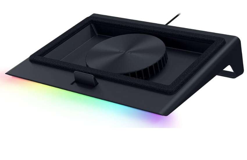 Razer smart laptop cooling pad with chroma RGB lighting effects.