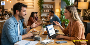 Secure portable wifi router providing private internet access for digital nomads working remotely.