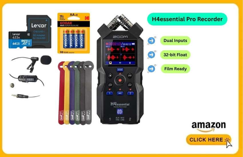 Zoom H4essential offers pro audio with dual inputs.