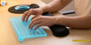 Ergonomic keyboard wrist rest providing comfortable support for long office or gaming sessions.