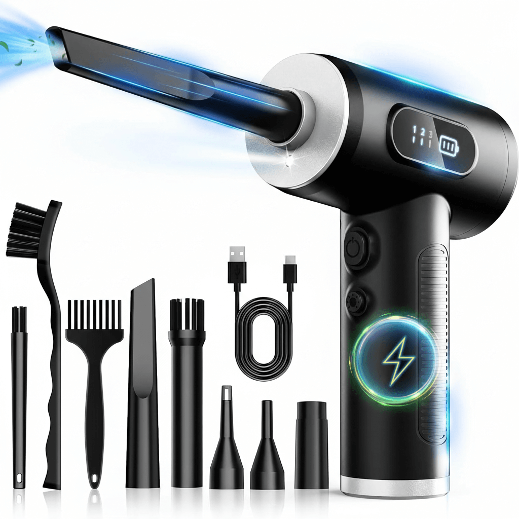 High speed 100000RPM electric air duster rechargeable device for cleaning keyboards computers and delicate electronics