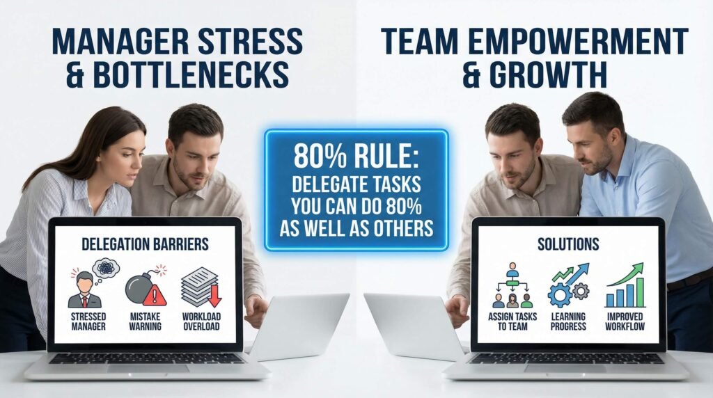 Common delegation barriers including fear mistakes and control concerns