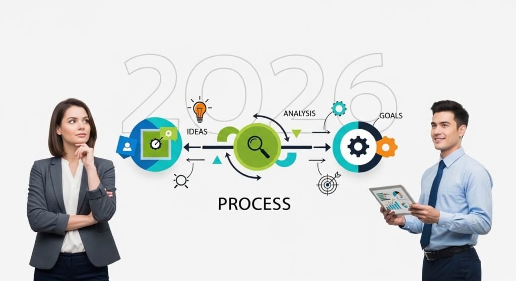 A professional digital dashboard showing a 2026 brand management system.
