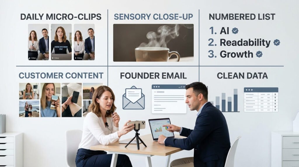 Product storytelling presentation strategies including video transparency and user engagement