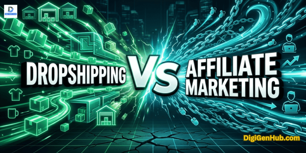 Dropshipping vs affiliate marketing feature image