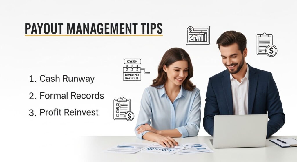 Man and woman planning online business dividend payouts and financial records