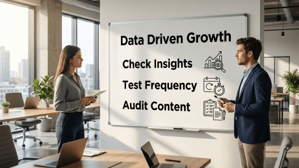 data driven growth check insights test frequency audit content analytics strategy