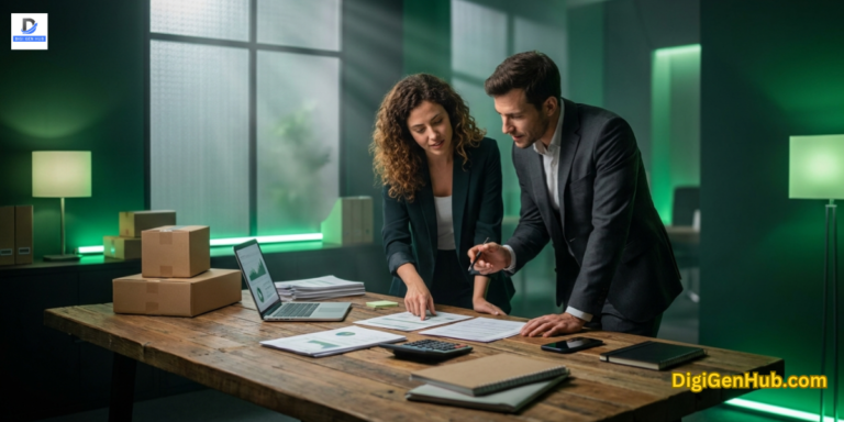 green cinematic startup business planning workspace entrepreneurs