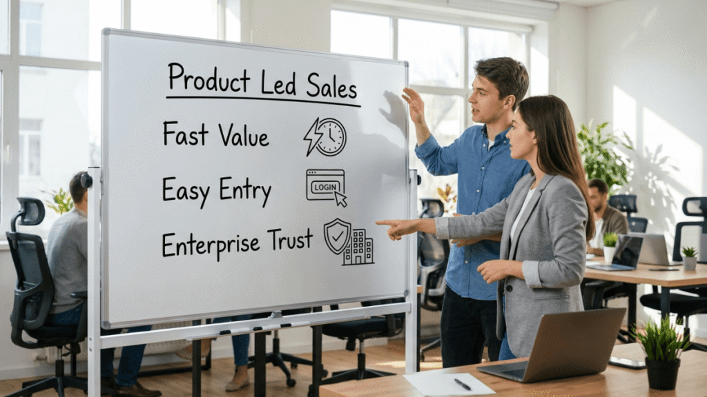 product led sales fast value easy entry enterprise trust saas growth