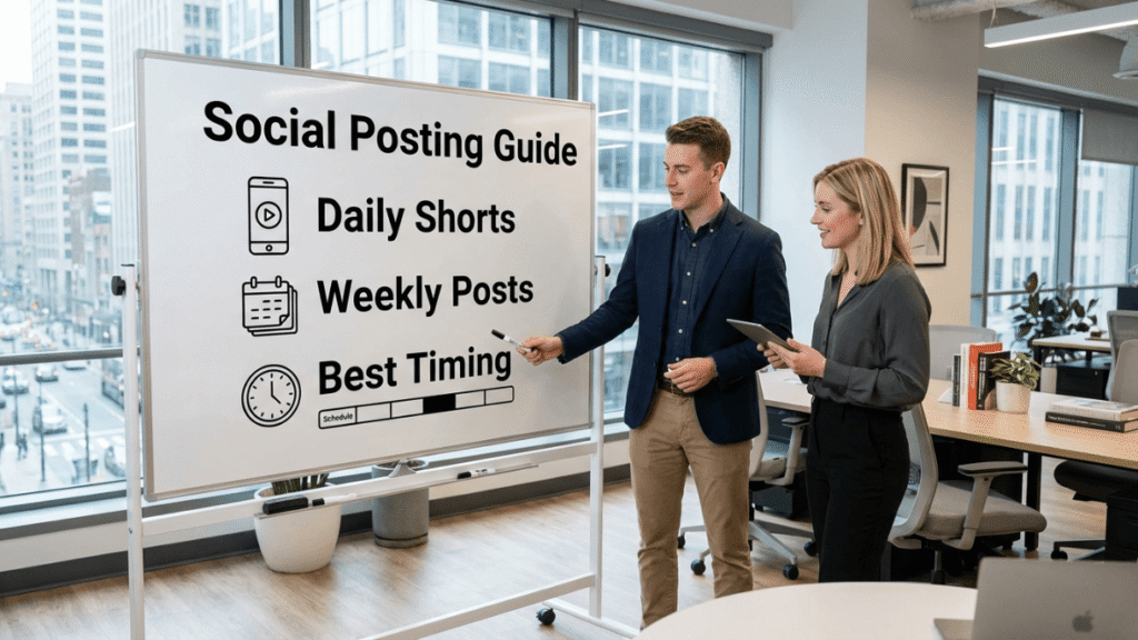 social posting guide daily shorts weekly posts best timing social media strategy