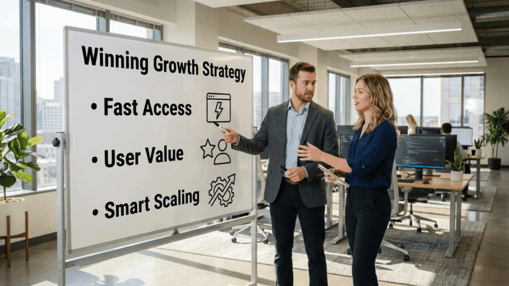 winning growth strategy fast access user value smart scaling saas business growth
