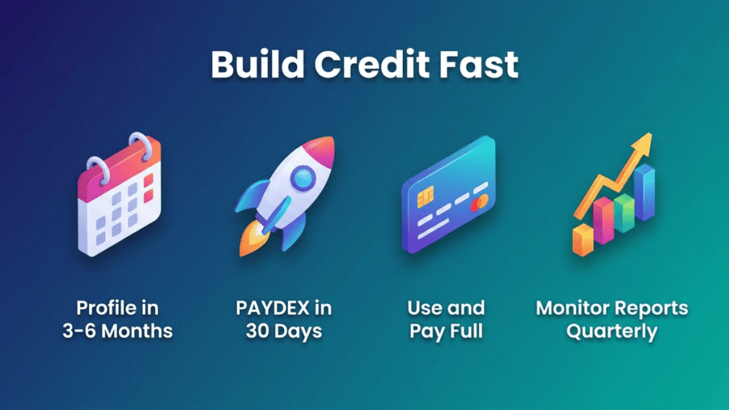 Steps to build business credit fast for startups and ecommerce sellers.