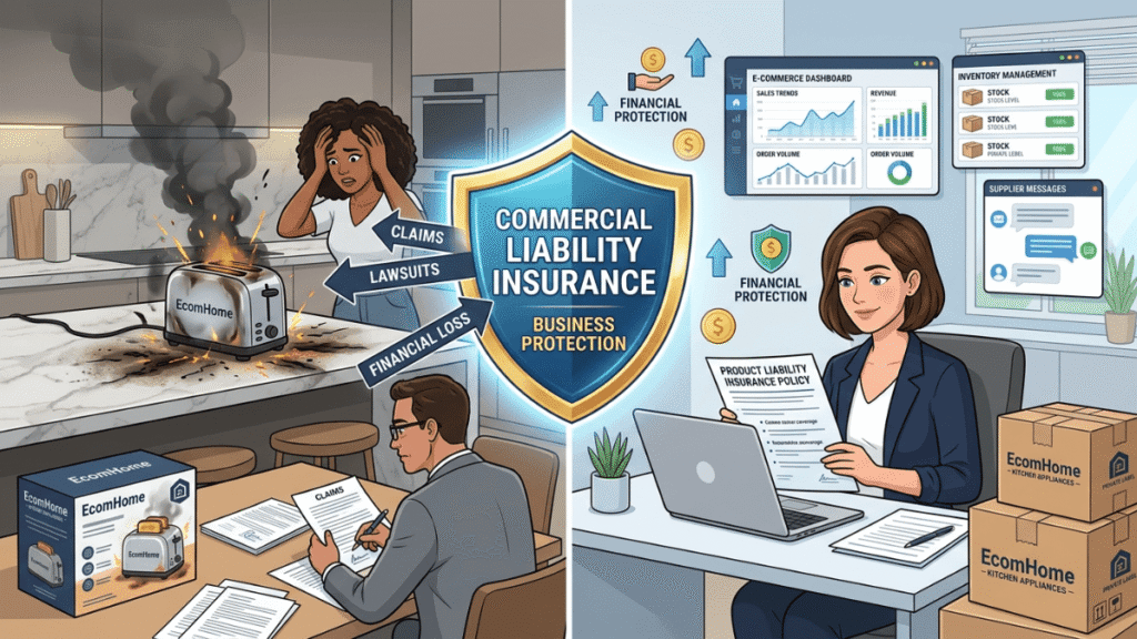 Private label product liability insurance protecting e-commerce sellers from customer damage claims.