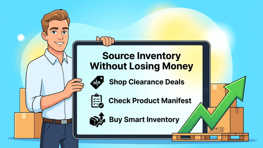 inventory sourcing tips including clearance deals, manifest checks, and smart inventory buying strategies.