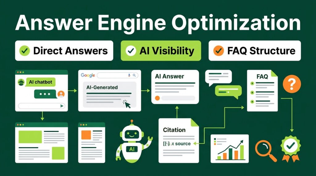 Answer engine optimization improves AI visibility using direct answers and structured content.