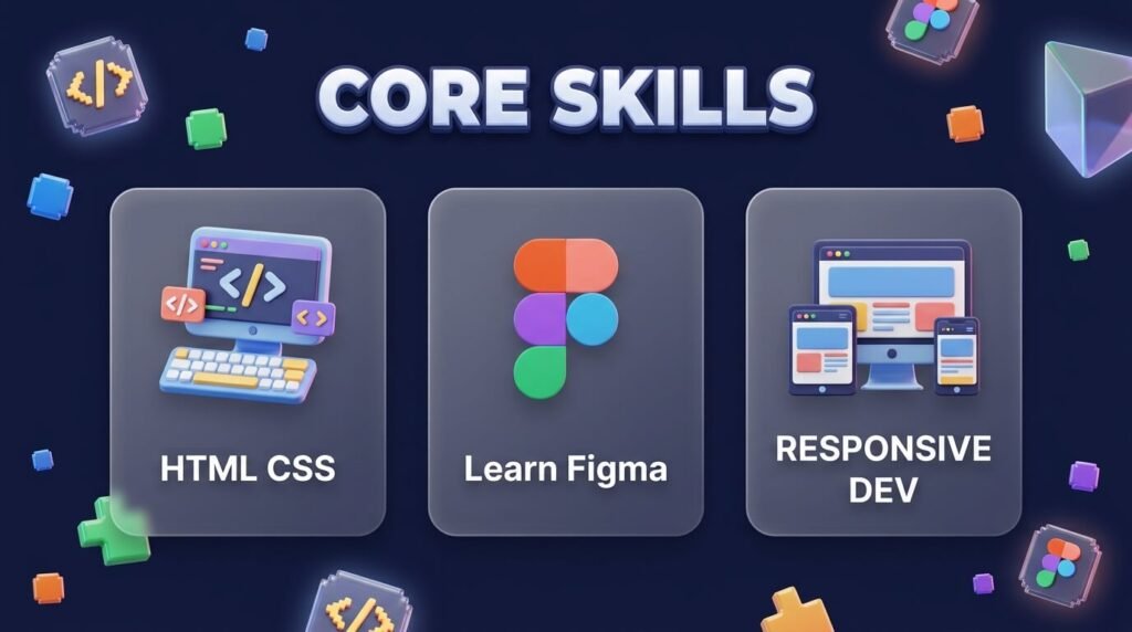 Core web design skills infographic.