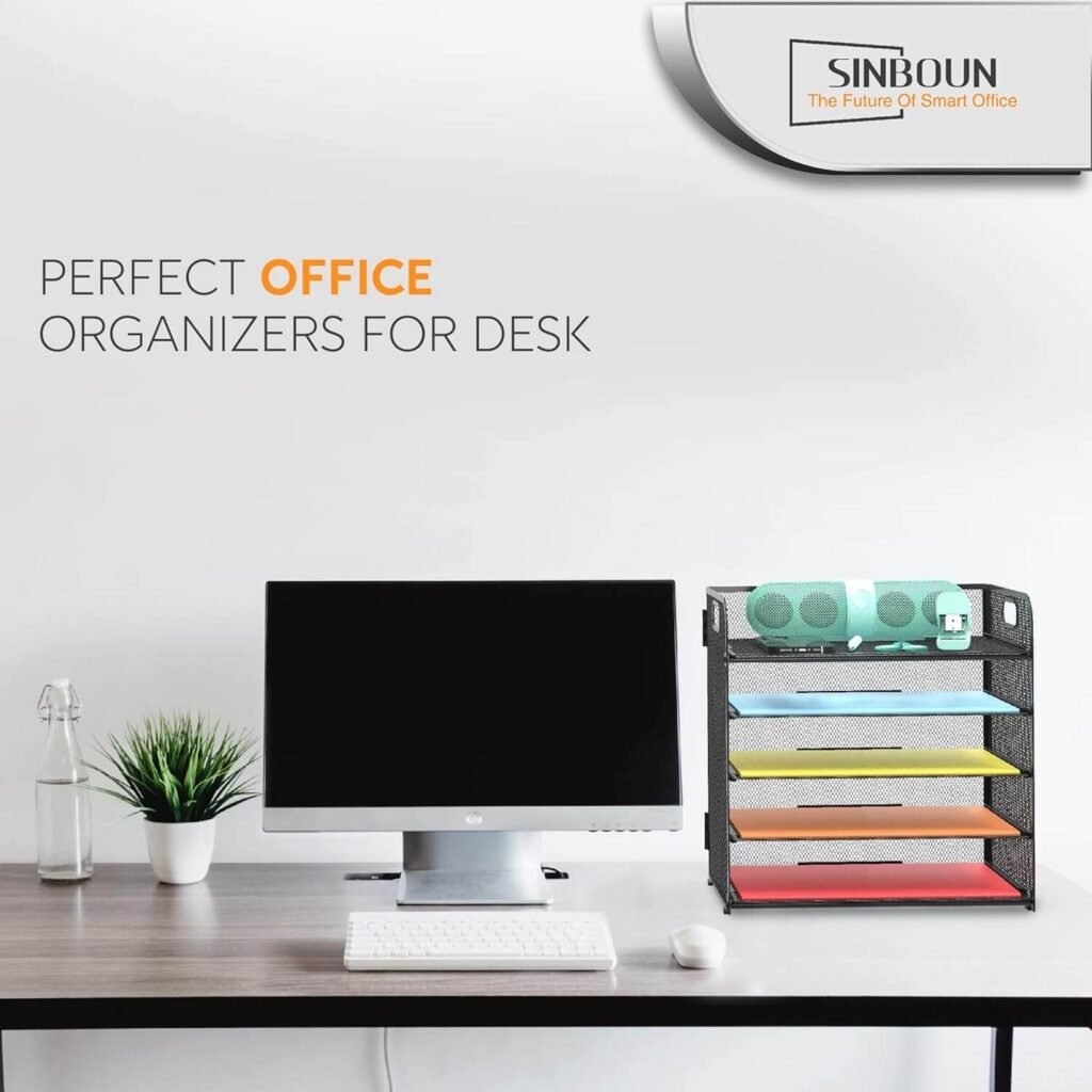 LEKETREE five-tier paper letter tray organizer with organized file storage system