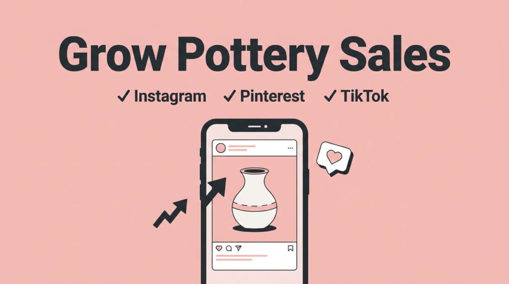 Promote pottery online through social media for consistent customer growth daily.