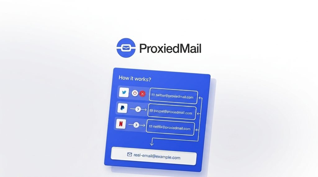 ProxiedMail dashboard for creating unlimited proxy email forwarding aliases.