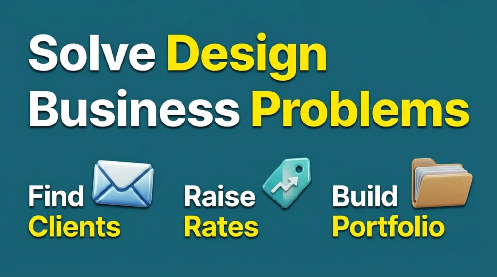 Design business infographic showing clients, pricing, and portfolio growth.