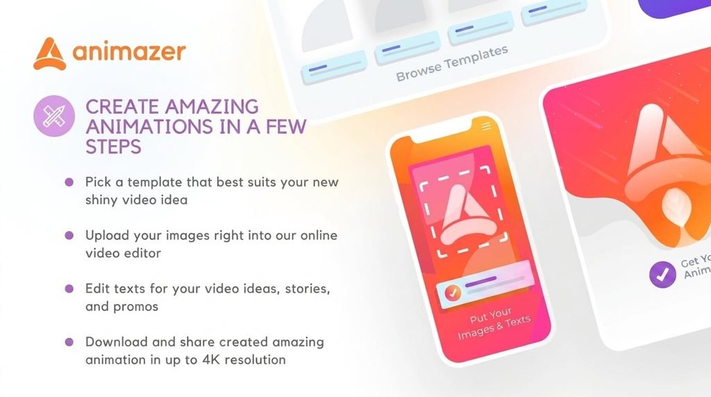 Animazer dashboard interface for fast animated logo intros and promo videos.